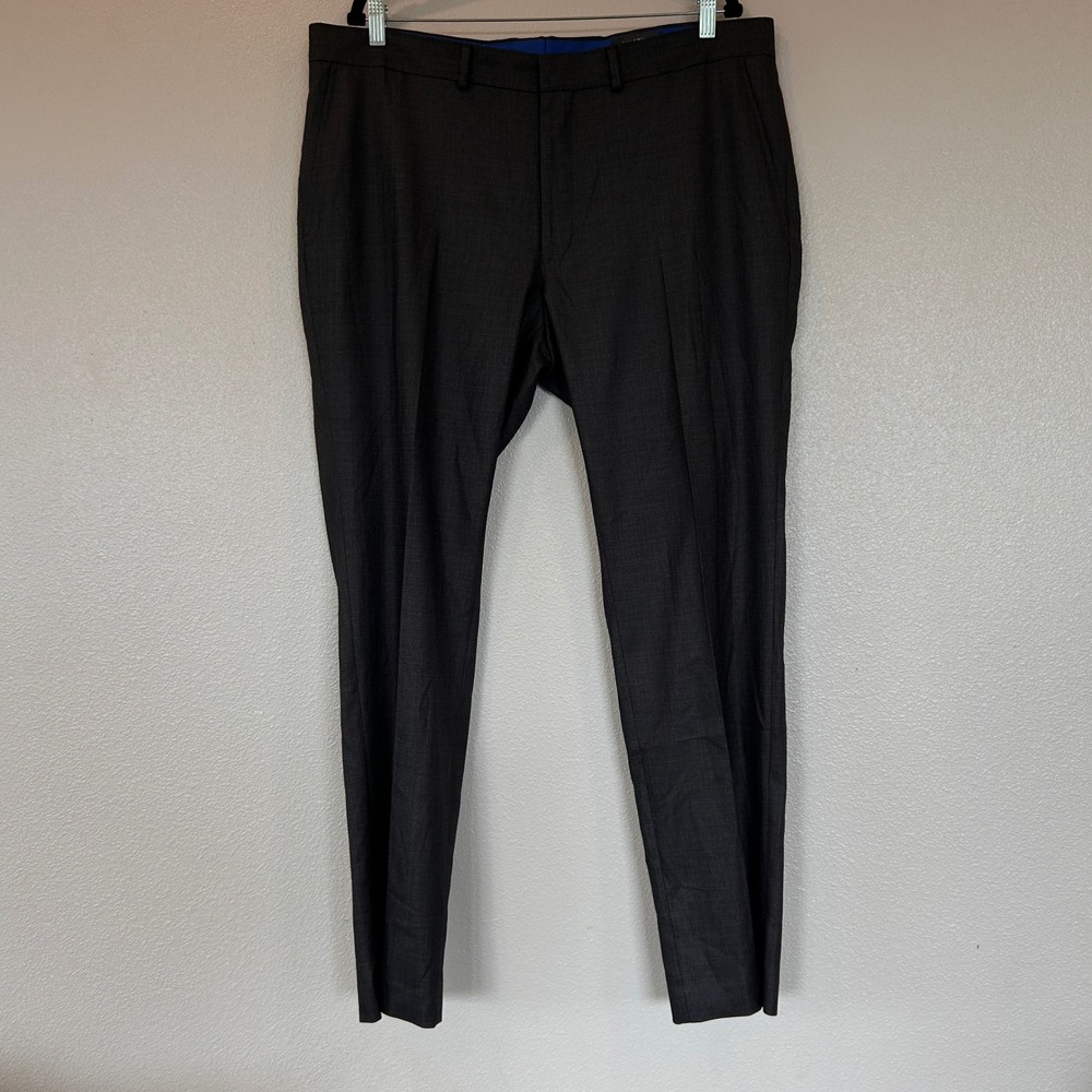 Kenneth Cole Reaction Techni-Cole Mens Dress Pants 40W 32L Charcoal Grey Stretch